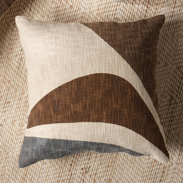 Abstract Printed Pillow-Brown & Grey18"X18"(With Filler)