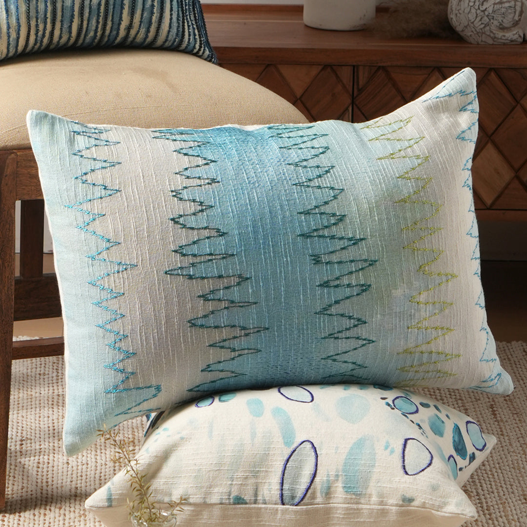 Shoreline Foliage Printed & Embroidered Pillow 24"X16"