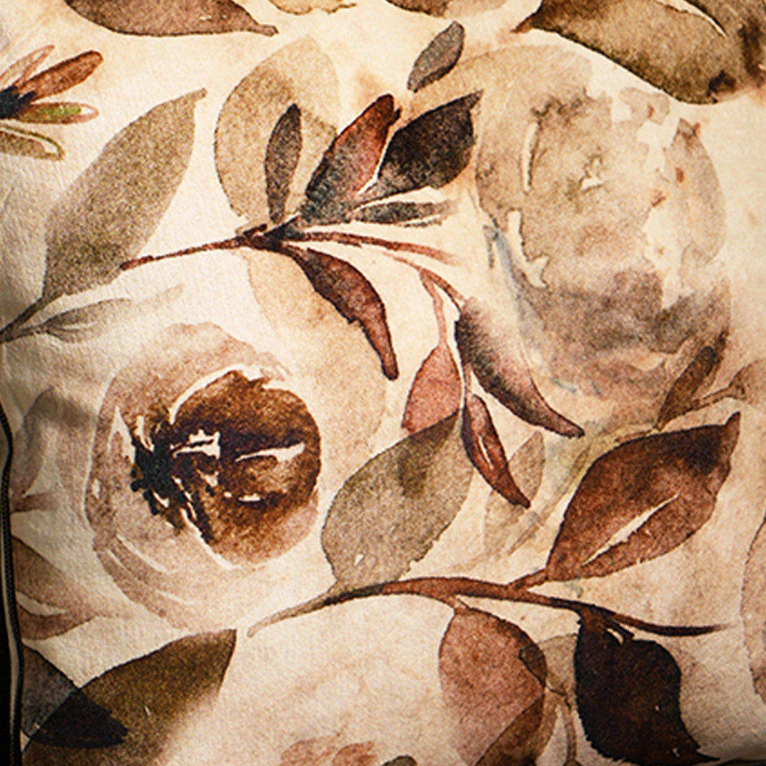 100% Cotton Velvet Printed Cushion Beige And Brown