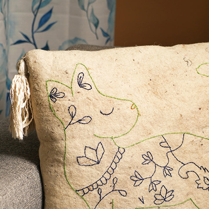 100% Wool Embroidery Cushion