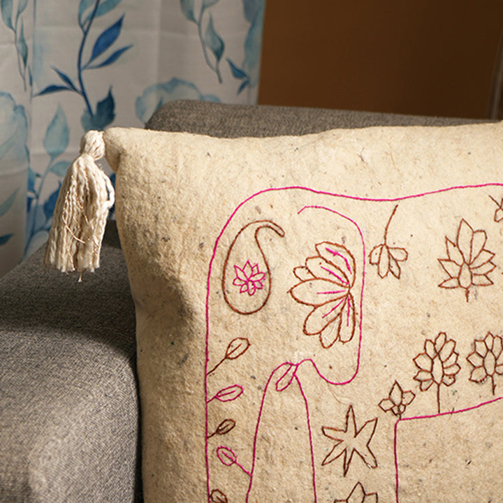 100% Wool Embroidery Cushion