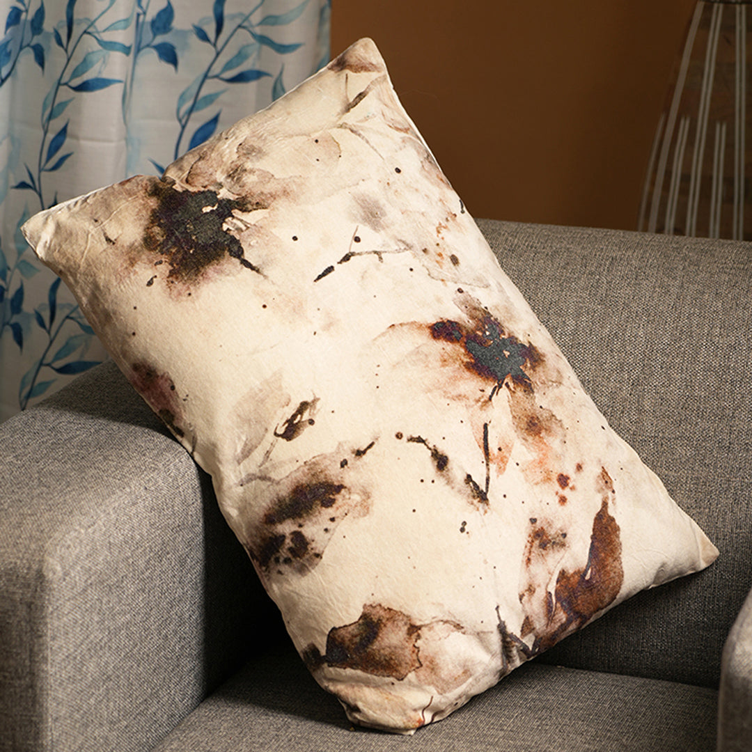 100% Cotton Velvet Printed Cushion Brown