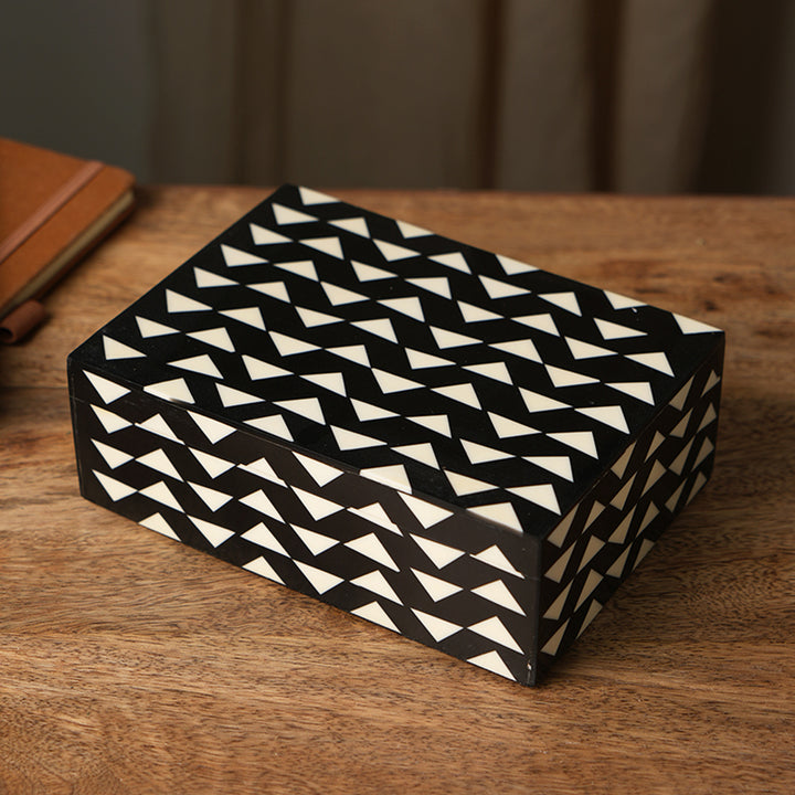 Decorative Brown & Black Polca-Dot Box  Set Of 3