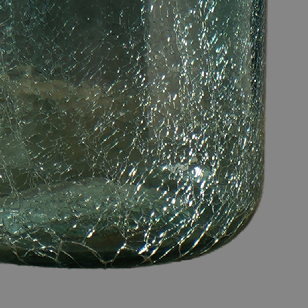 Blue Etched Half Crackle Glass Vase