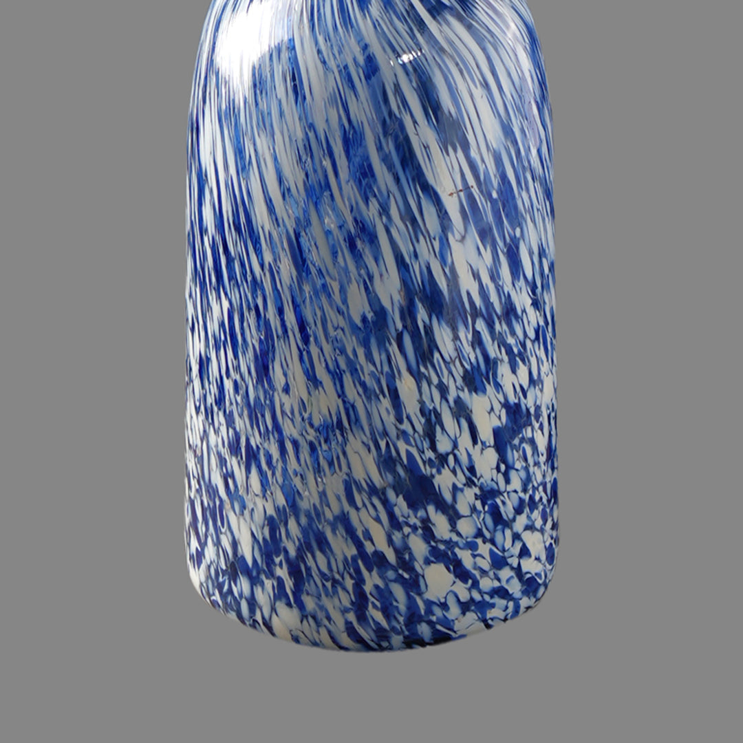 White & Blue Splutter Glass Vase