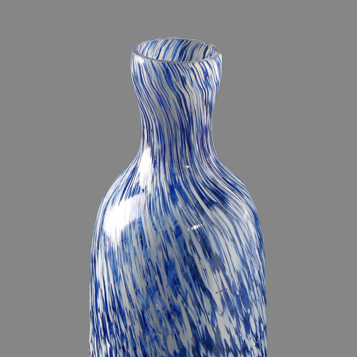 White & Blue Splutter Glass Vase