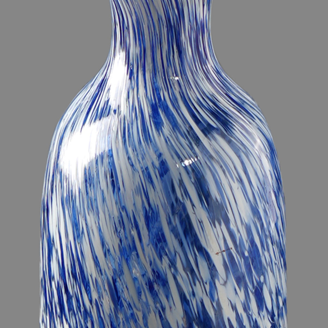 White & Blue Splutter Glass Vase