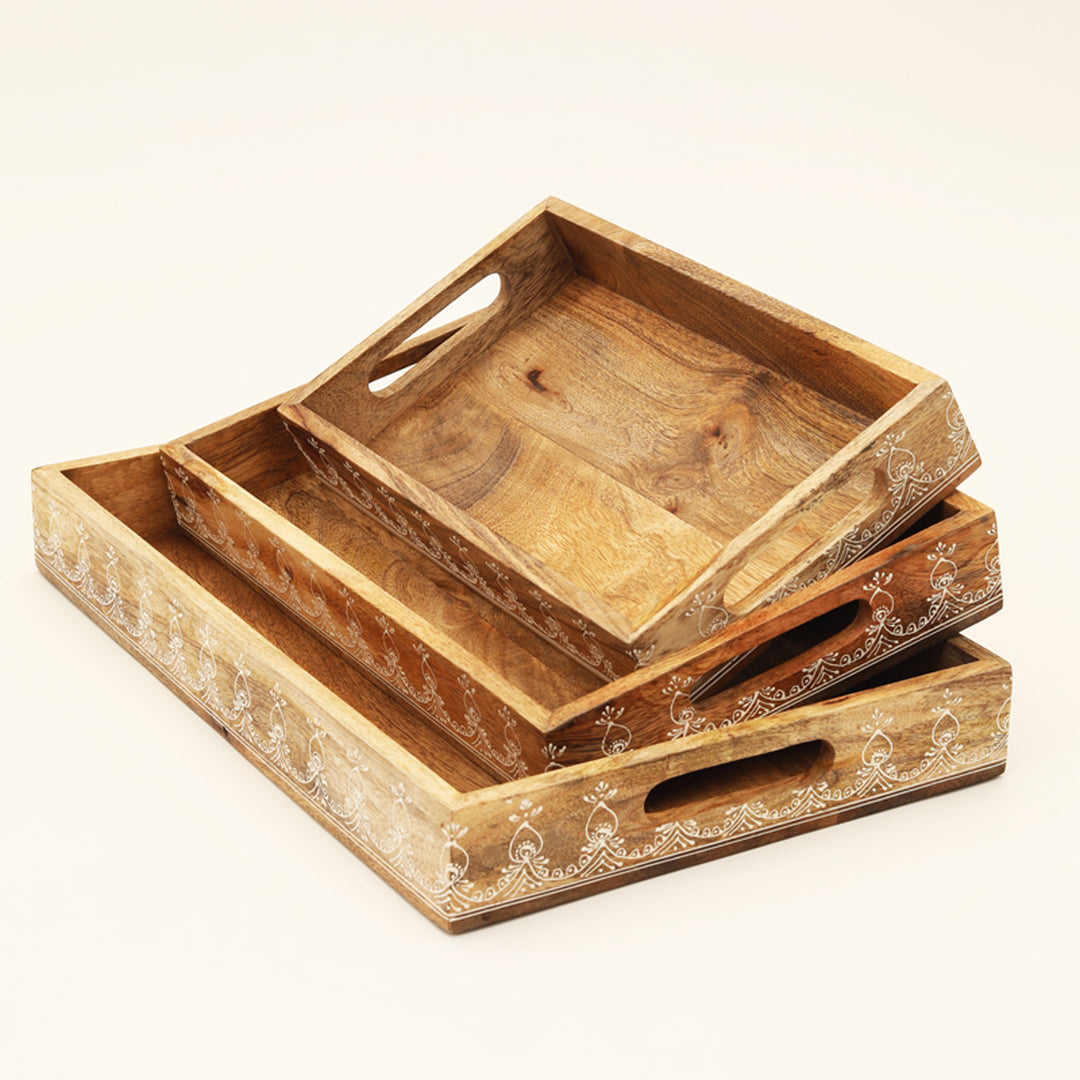 Set of 3 Wooden Trays