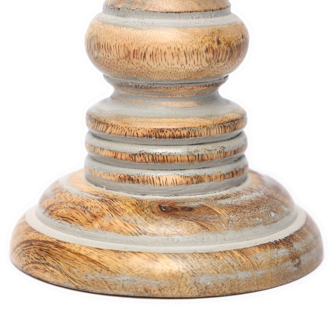 Candle Holder - Distress White - Mango Wood