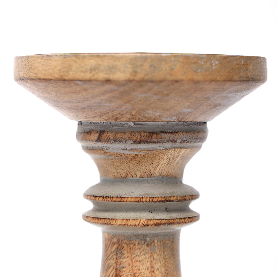 Candle Holder - Distress White - Mango Wood