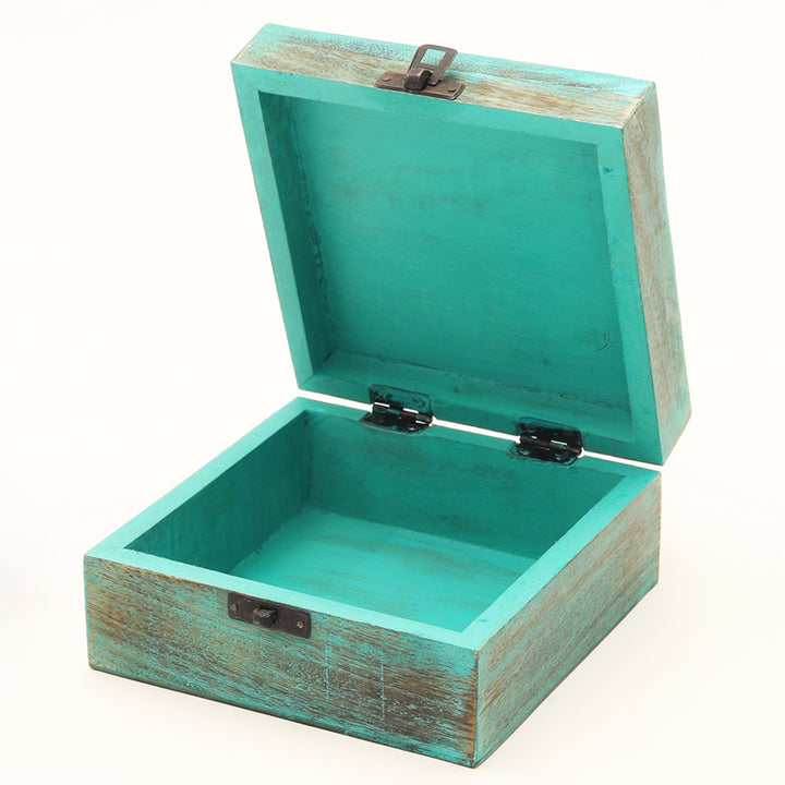 Wooden Box / Green - Mango Wood / 6 X 6 X 3 Inches (L X W X H) / Moq - 4 Pcs