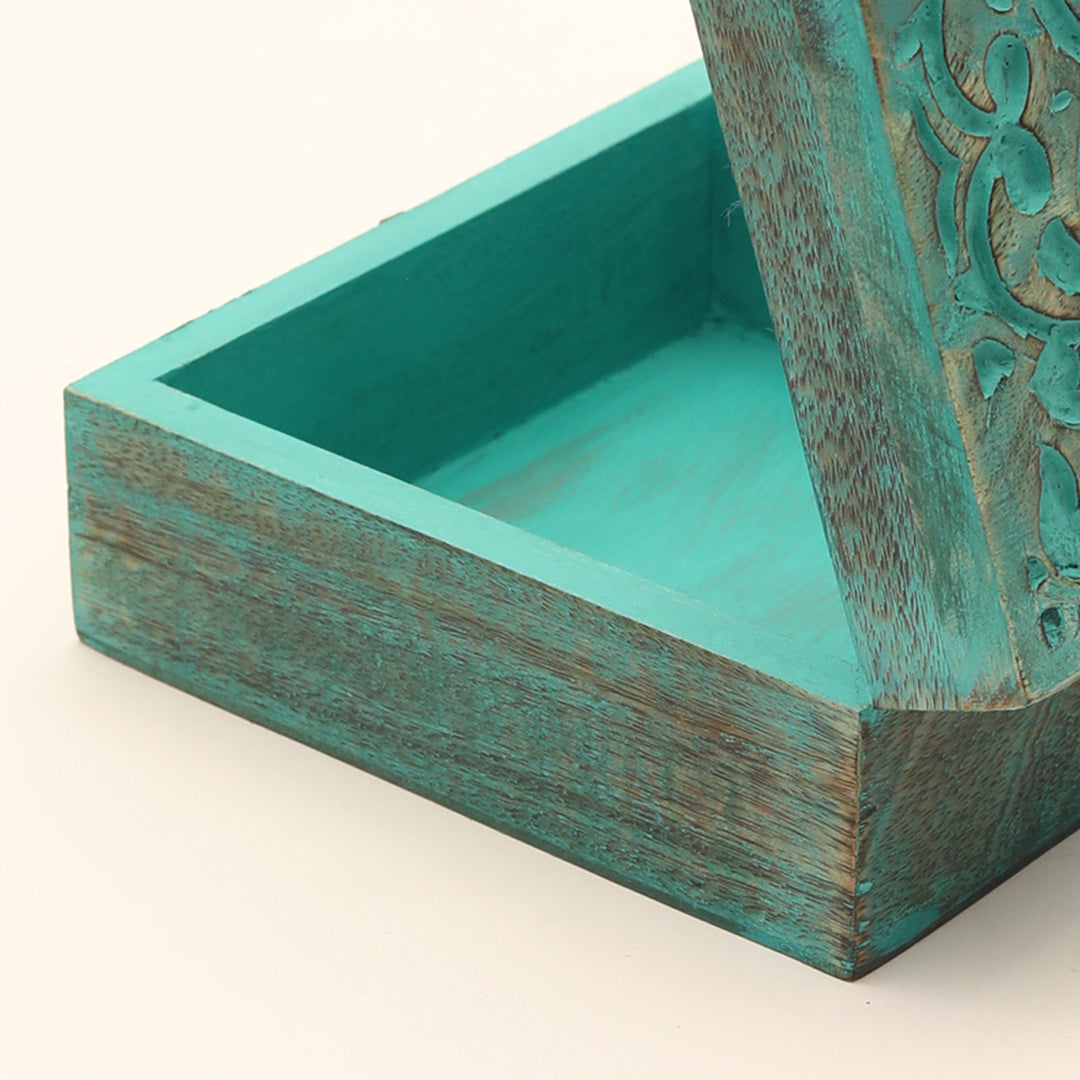 Wooden Box / Green - Mango Wood / 6 X 6 X 3 Inches (L X W X H) / Moq - 4 Pcs