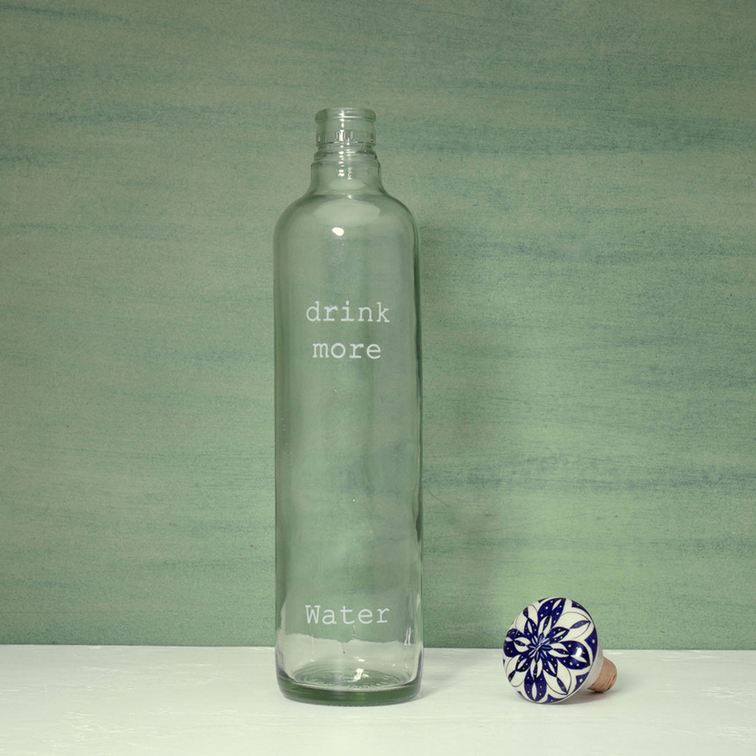 Drink More Glass Water Bottle With Ceramic Stopper Transparent Volume 750 Ml