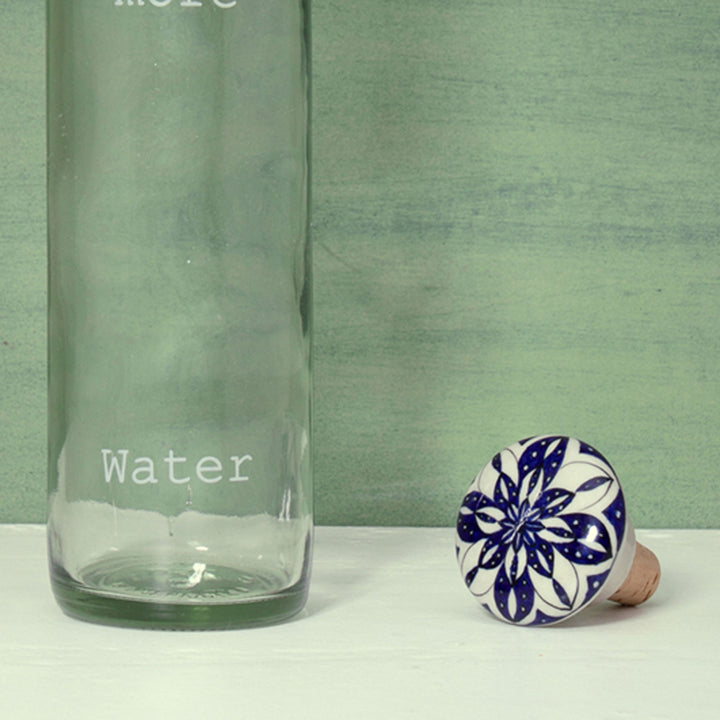 Drink More Glass Water Bottle With Ceramic Stopper Transparent Volume 750 Ml