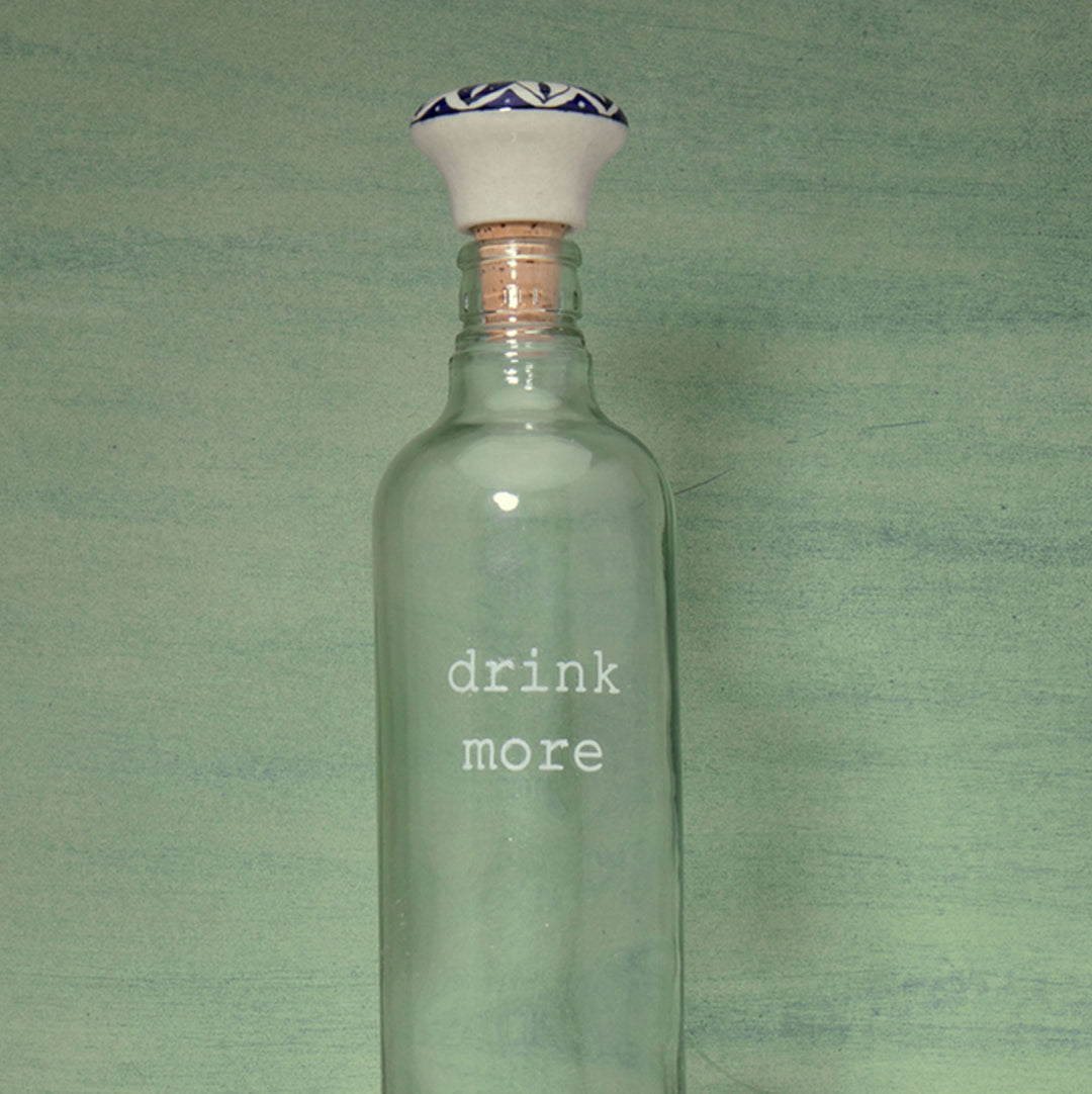 Drink More Glass Water Bottle With Ceramic Stopper Transparent Volume 750 Ml