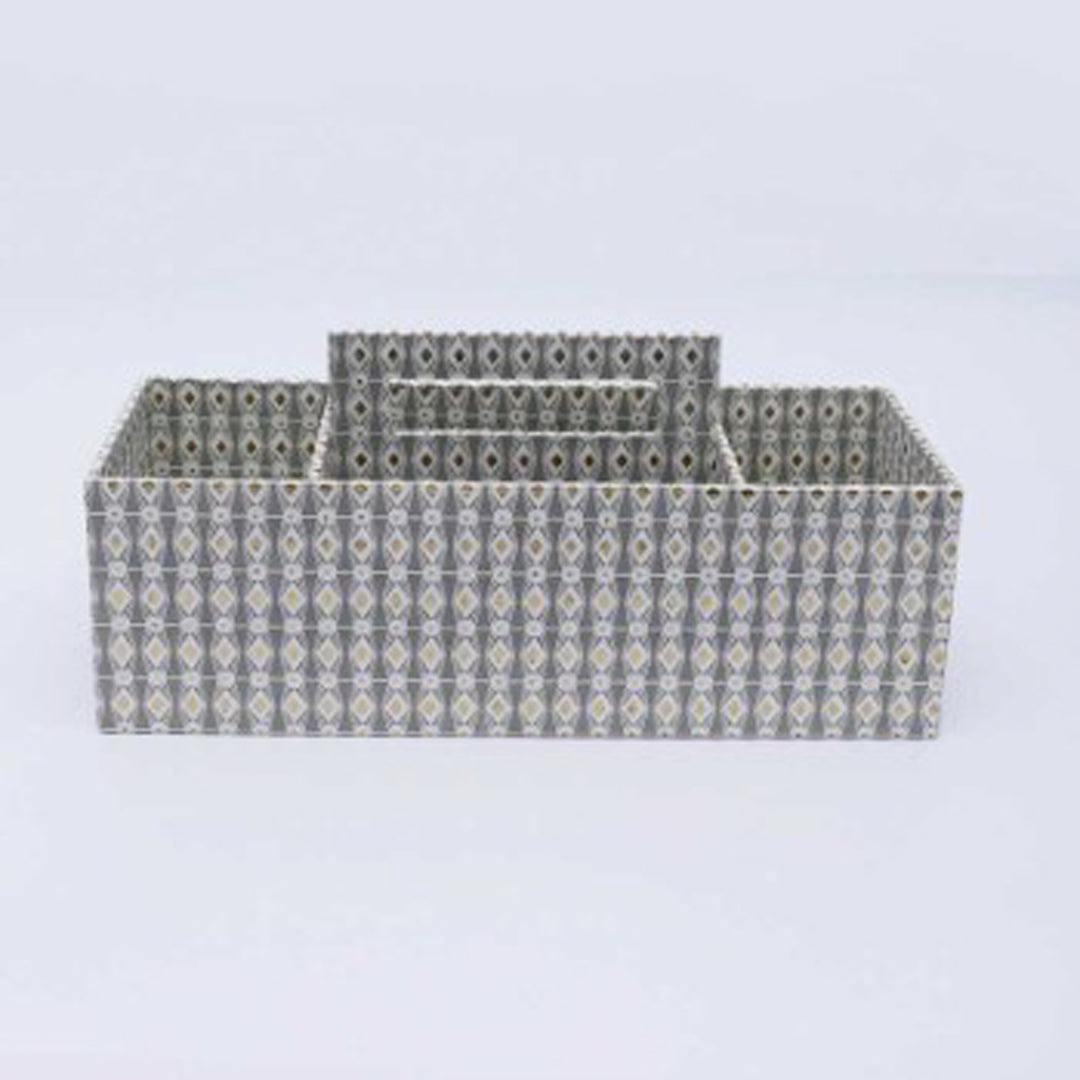 4 Section Desk Organizer / Grey - Recycled Cotton Paper / 14 X 4.75 X 4.5 Inches (L X W X H) / Moq - 2 Pcs