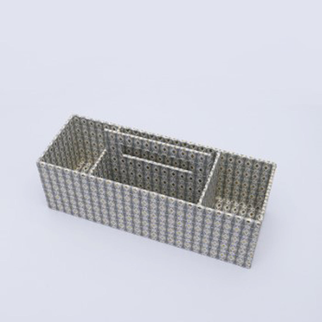 4 Section Desk Organizer / Grey - Recycled Cotton Paper / 14 X 4.75 X 4.5 Inches (L X W X H) / Moq - 2 Pcs