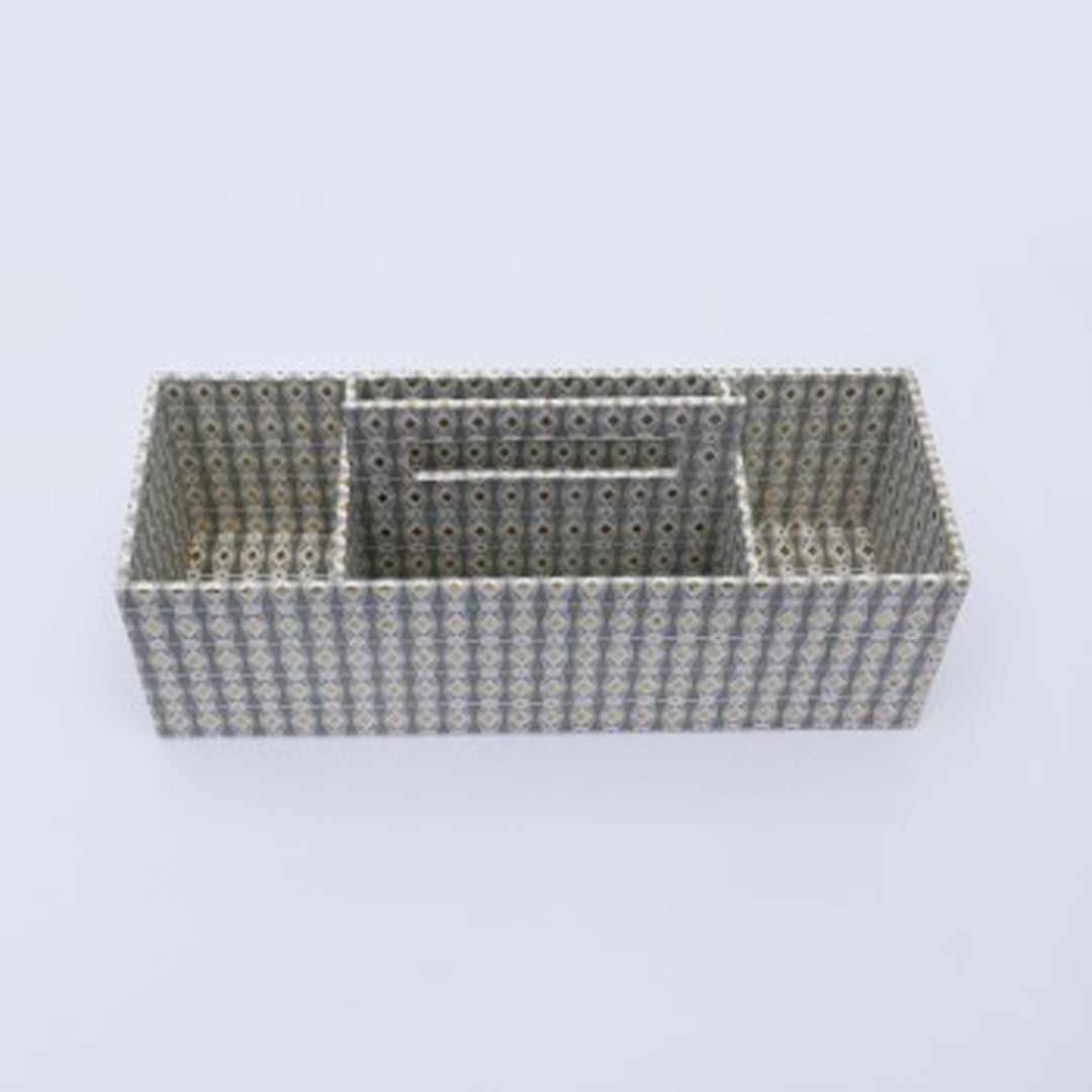 4 Section Desk Organizer / Grey - Recycled Cotton Paper / 14 X 4.75 X 4.5 Inches (L X W X H) / Moq - 2 Pcs