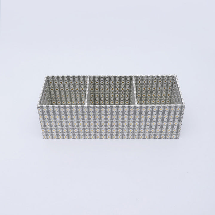 3 Section Desk Organizer / Grey - Recycled Cotton Paper / 14 X 4.75 X 4.5 Inches (L X W X H) / Moq - 2 Pcs