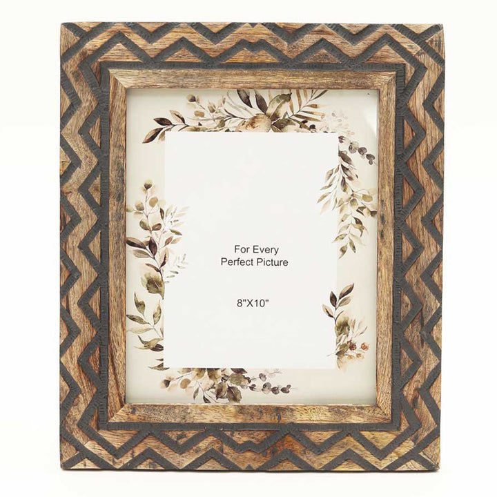 Wooden Carving Photo Frame 8'' X 10'' - Distress Black