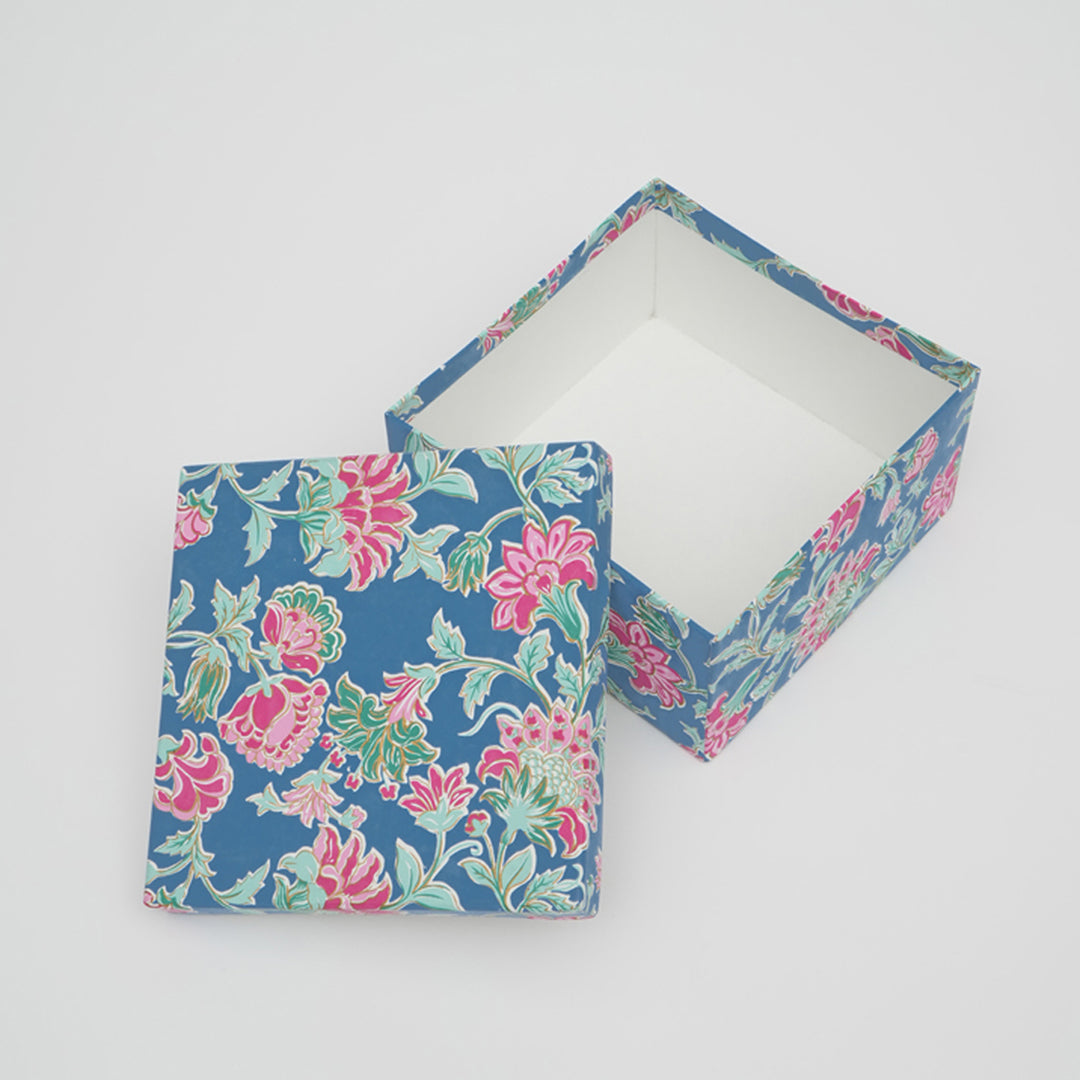 Square Box / Set Of 3 Pcs / Blue - Recycled Cotton Paper / 10.5 X 10.5 X 5.5 Inches (L X W X H) / Moq - 2 Sets