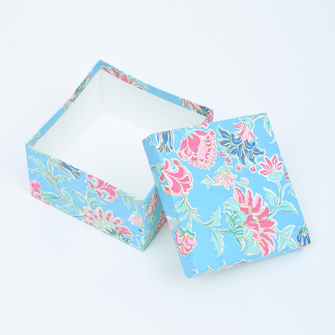 Square Box / Set Of 3 Pcs / Blue - Recycled Cotton Paper / 10.5 X 10.5 X 5.5 Inches (L X W X H) / Moq - 2 Sets