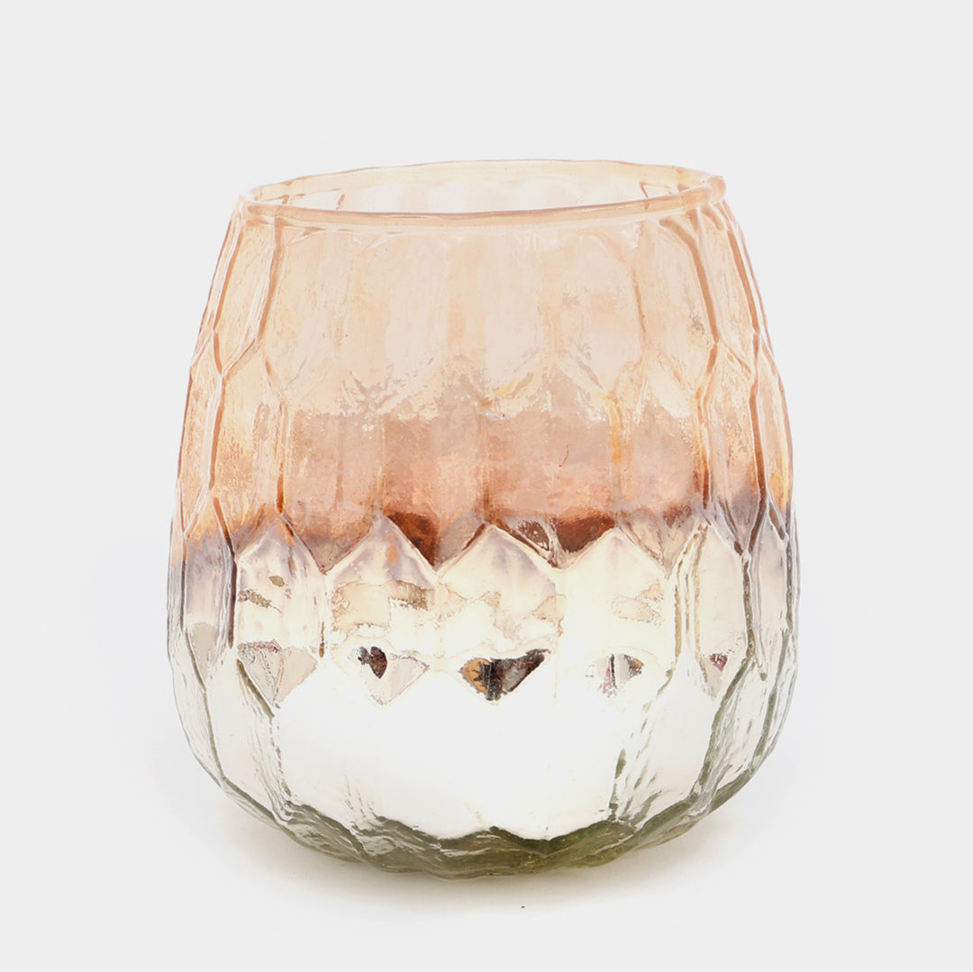 Hexagon Embossed Half Mercury Votive Vase