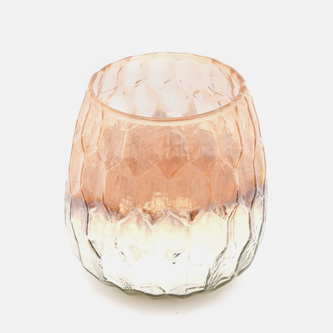 Hexagon Embossed Half Mercury Votive Vase