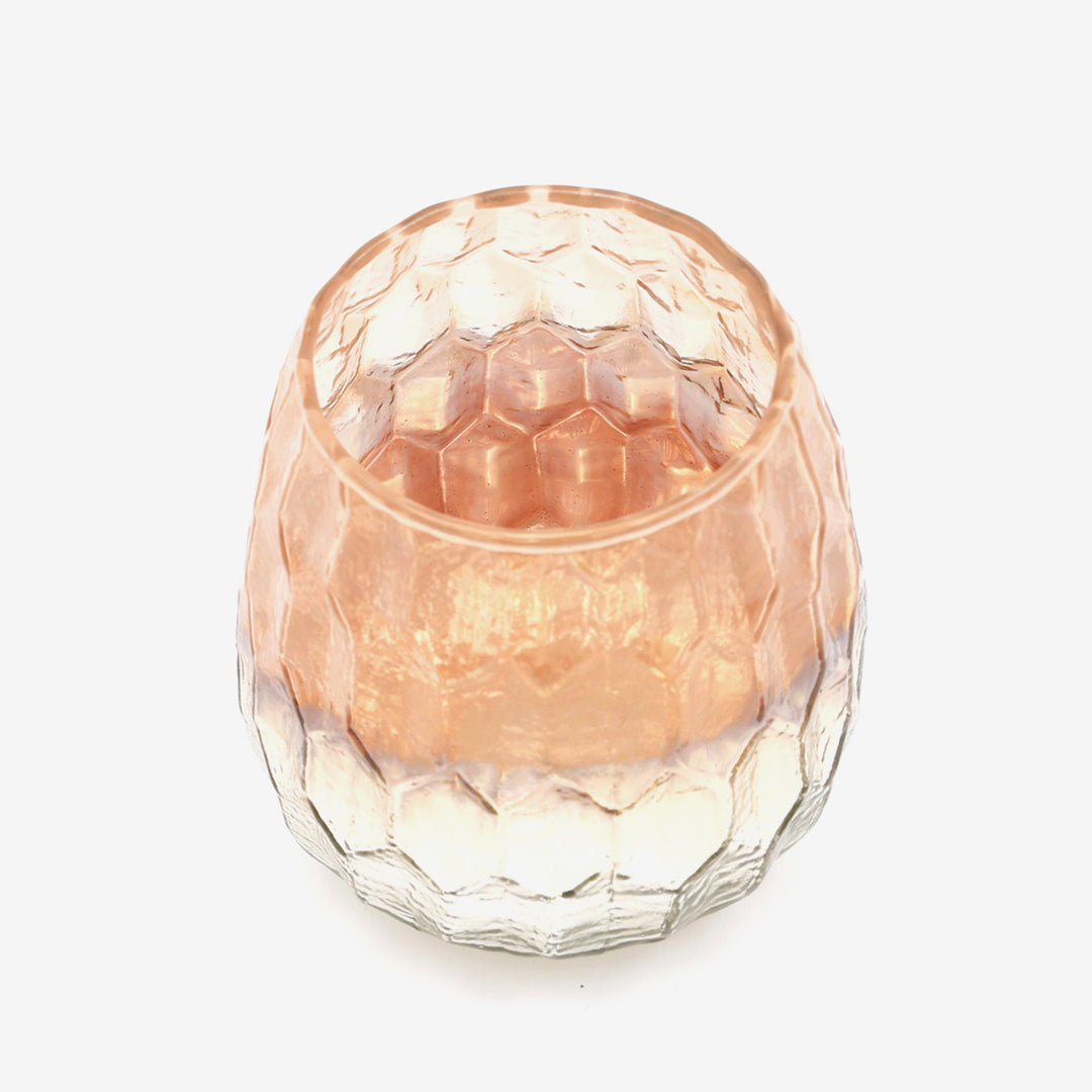 Hexagon Embossed Half Mercury Votive Vase