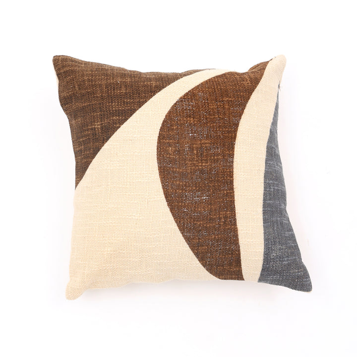 Abstract Printed Pillow-Brown & Grey18"X18"(With Filler)