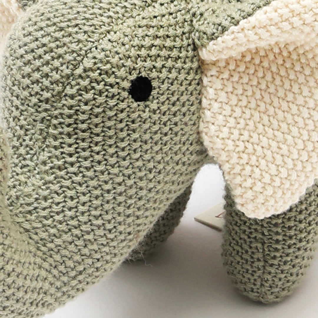 100% Cotton Knitted Stuffed Elephant Soft Toy Jojo