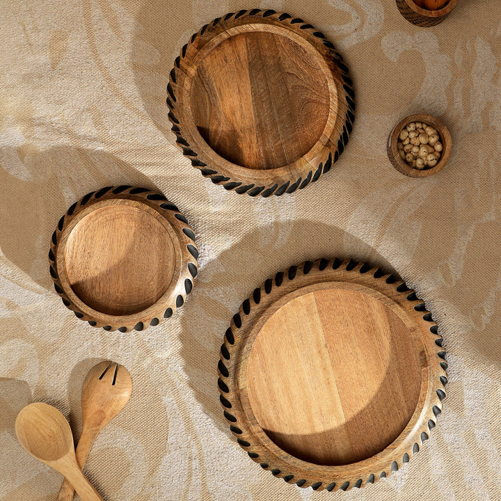 Space Age Futuristic Wooden Bowl With Black Filler