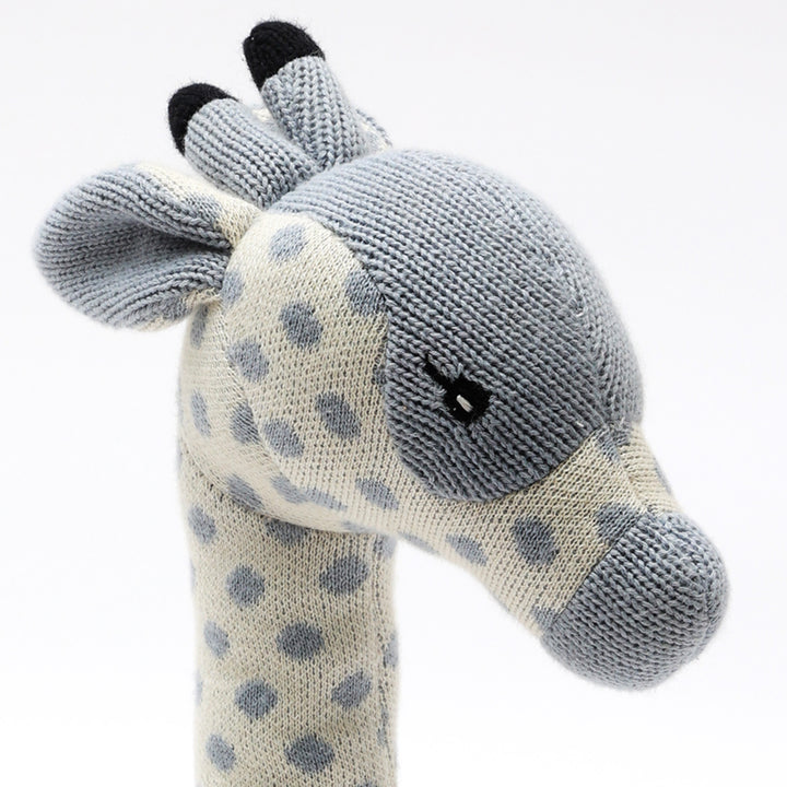 Cotton Knitted Stuffed Baby Giraffe Soft Toys (Baby Blue, Ivory)