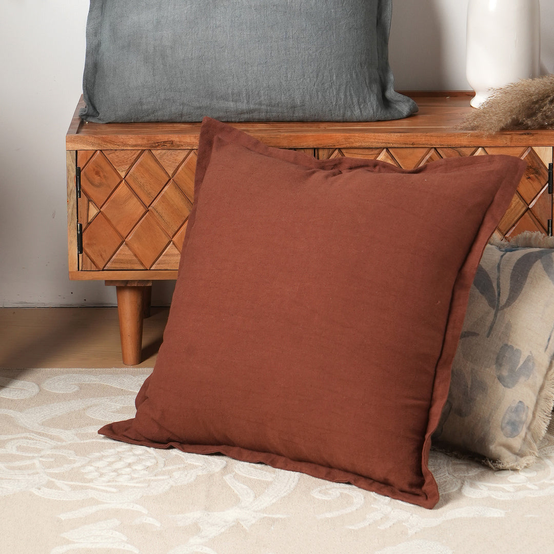 Cotton Solid Cushion with Flanges (Tan)