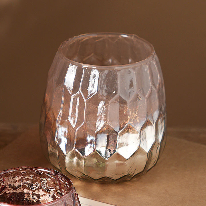 Hexagon Embossed Half Mercury Votive Vase