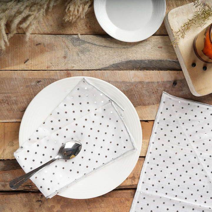 Silver Dot Napkin-Set Of 2