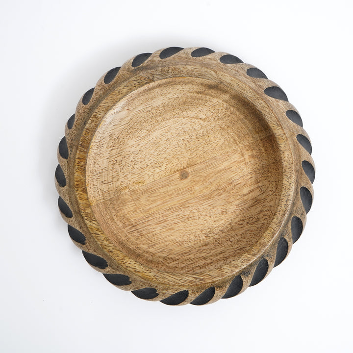 Space Age Futuristic Wooden Bowl With Black Filler