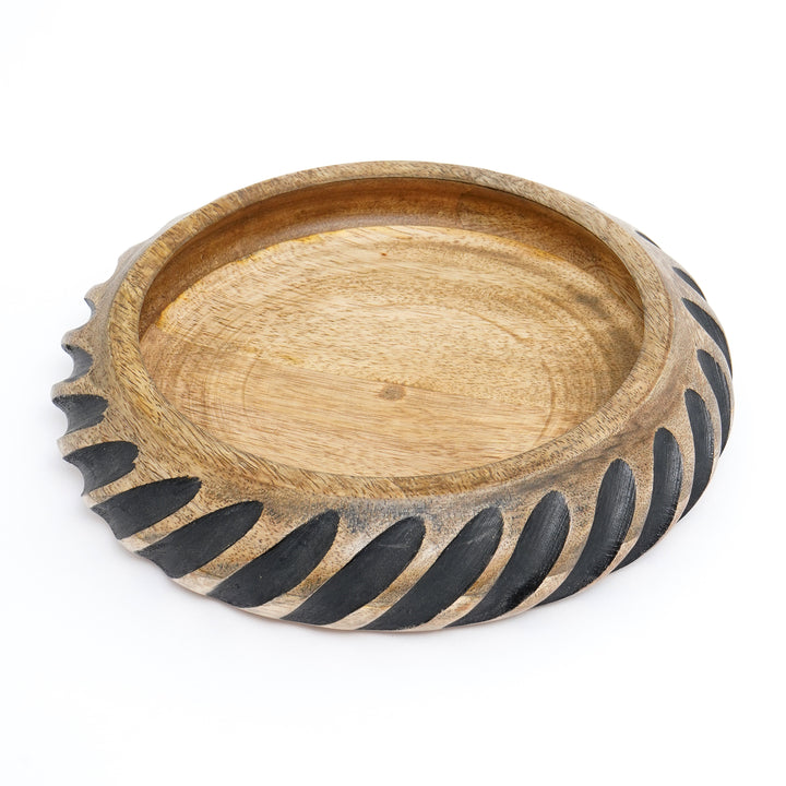 Space Age Futuristic Wooden Bowl With Black Filler