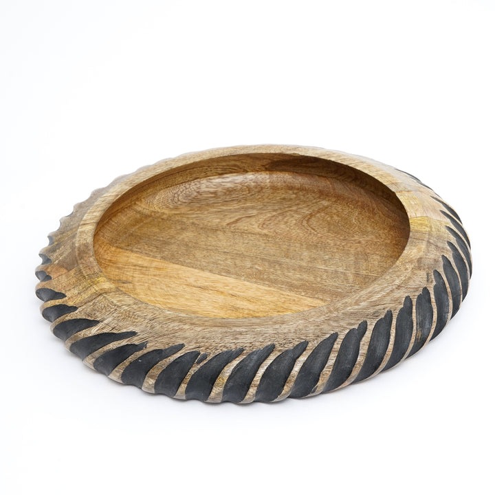 Space Age Futuristic Wooden Bowl With Black Filler