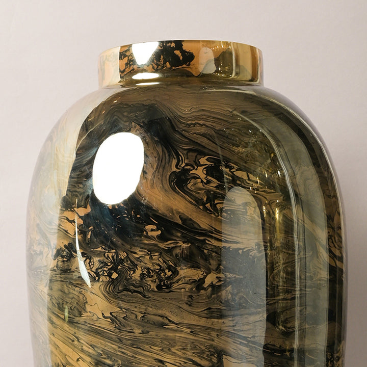 Marble Finsih Gold & Black Large Vase