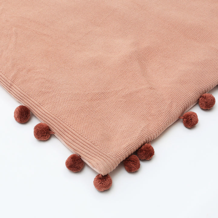 Cotton Knitted Playmat With Pom Pom