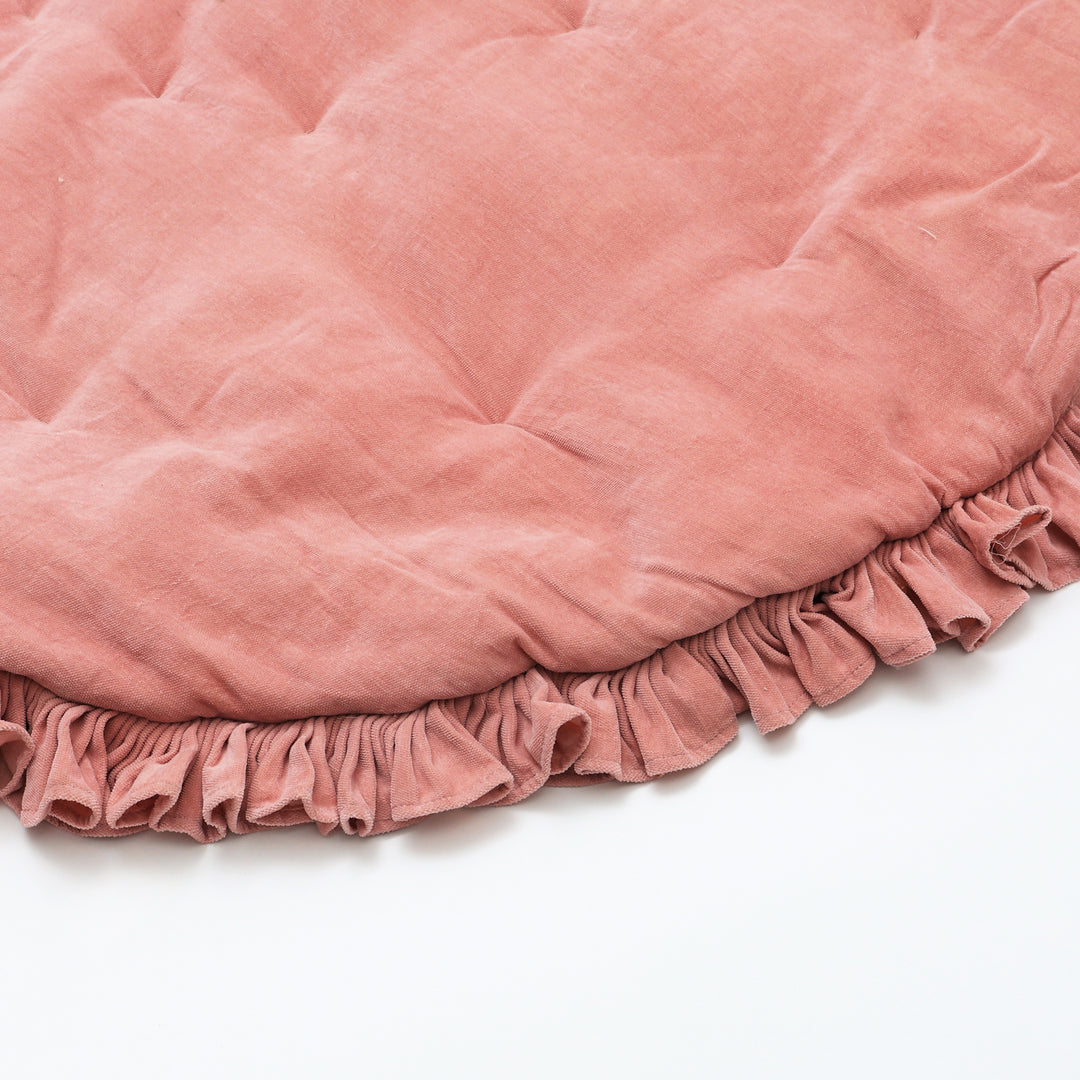 Cotton Soft & Fine Velvet Rounded Playmat With Frill