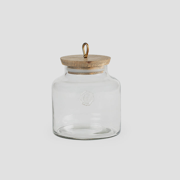 Madin Glass Jar With Wooden Lid / Transparent / (Capacity 700 Ml) / Moq - 4 Pcs