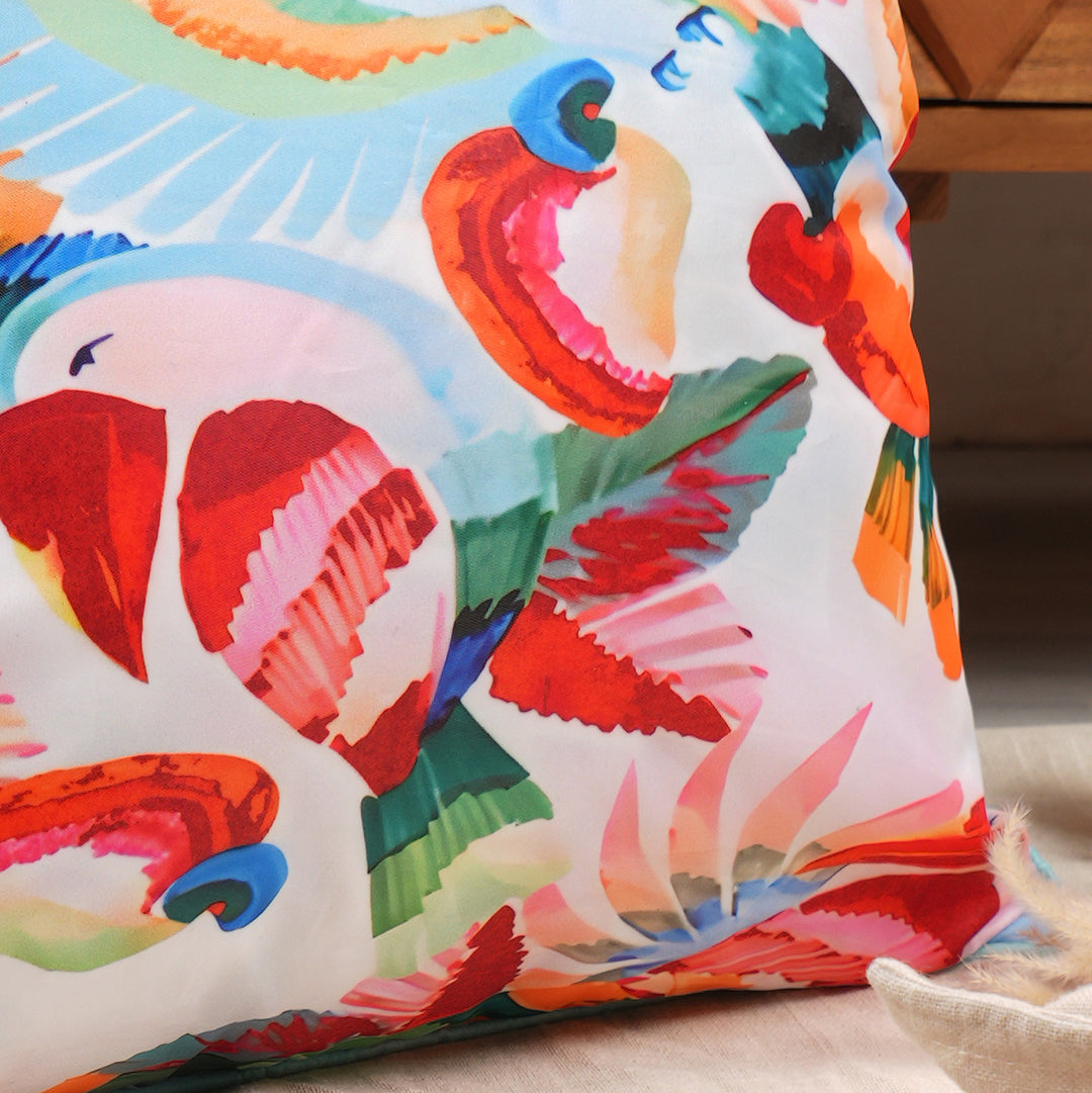 Tropical Birds Printed Decorative Pillow