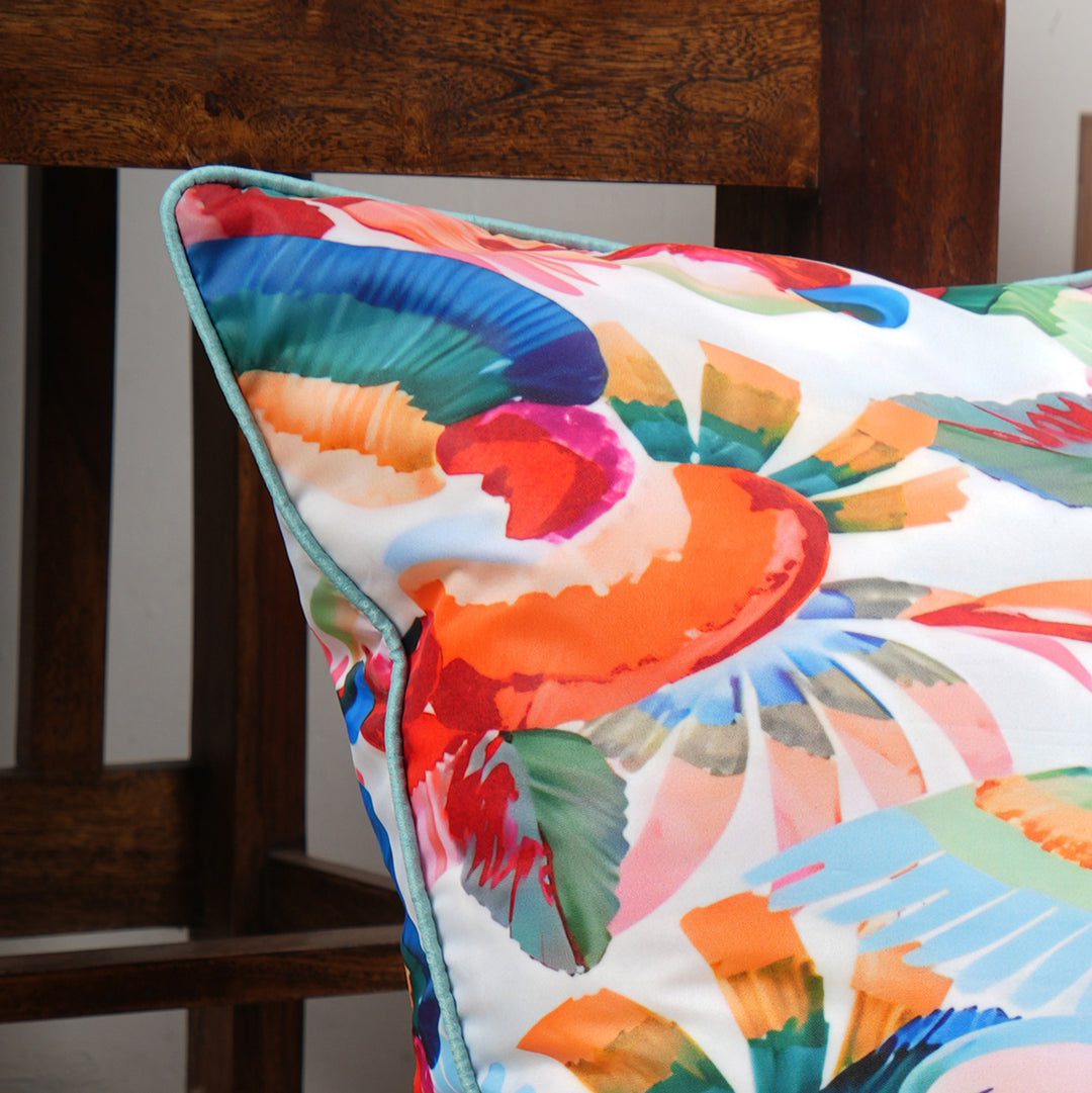 Tropical Birds Printed Decorative Pillow