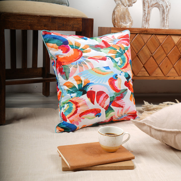 Tropical Birds Printed Decorative Pillow