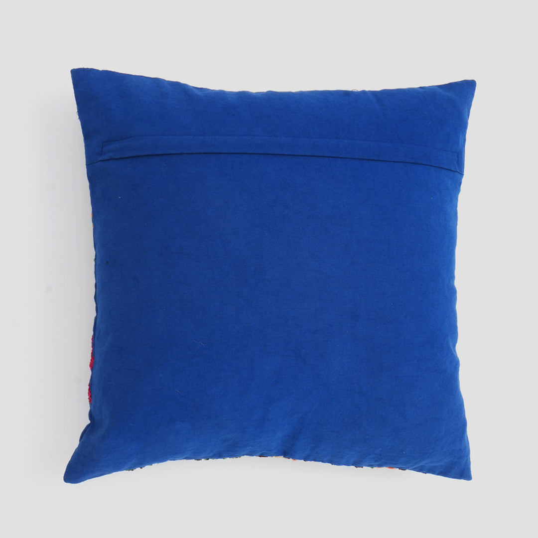 Cotton Embroidered Cushion-Ink Blue