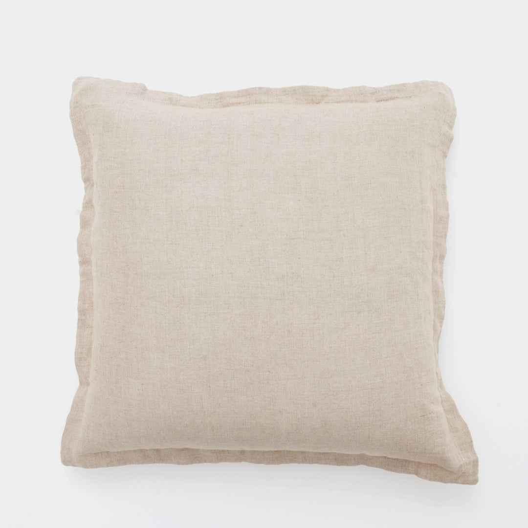 100% Linen Solid Cushion With Flanges- 22"X22", Natural Beige