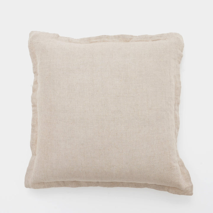 100% Linen Solid Cushion With Flanges- 22"X22", Natural Beige