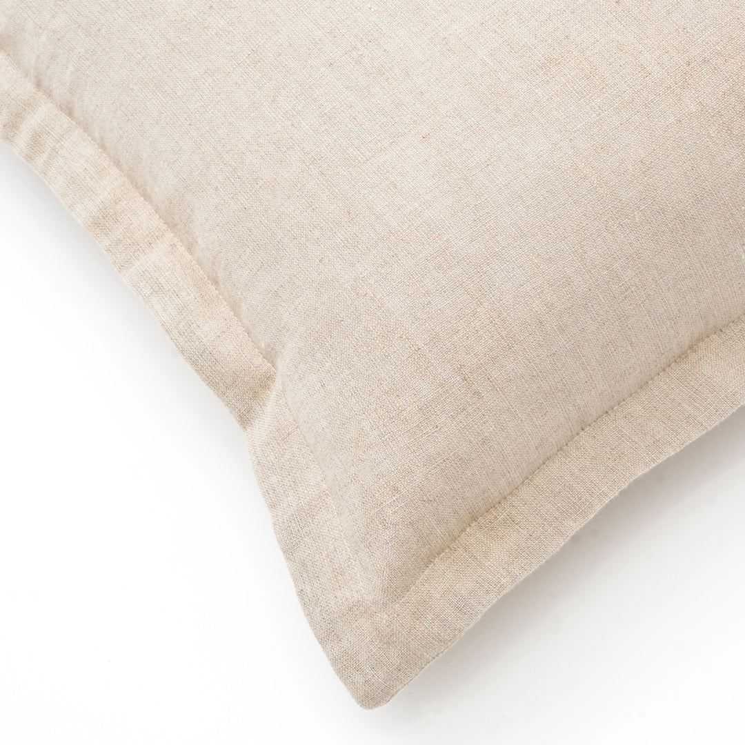 100% Linen Solid Cushion With Flanges- 22"X22", Natural Beige